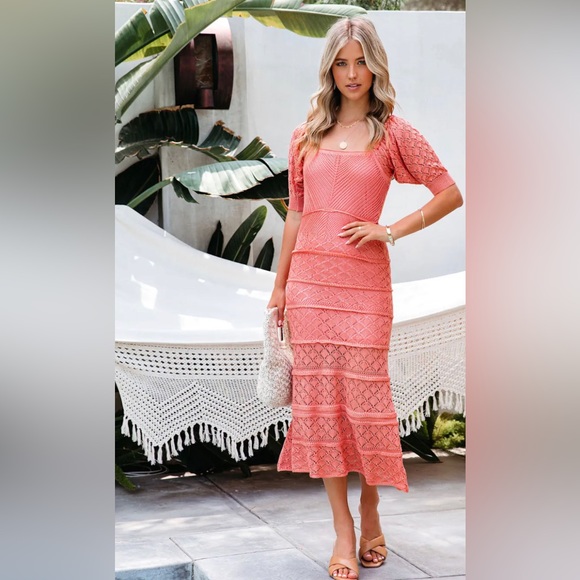 Koko & Mason Midi Crochet Dress - Picture 1 of 8